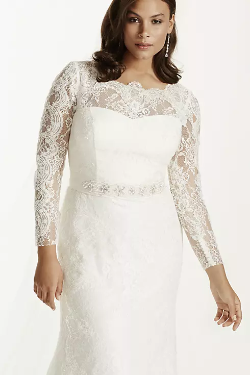 As-Is Lace Long Sleeve Sheath Gown with Beading Image 3