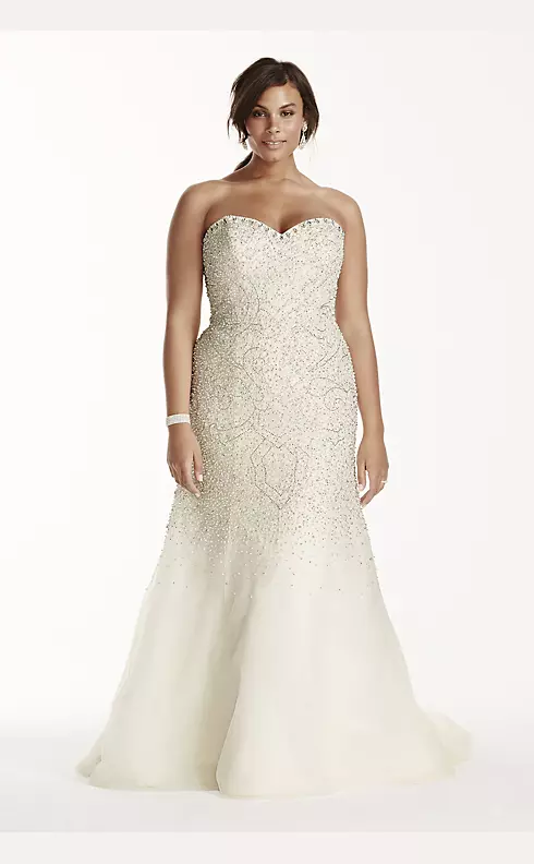 As-Is Crystal Beaded Tulle Fit and Flare Gown Image 1