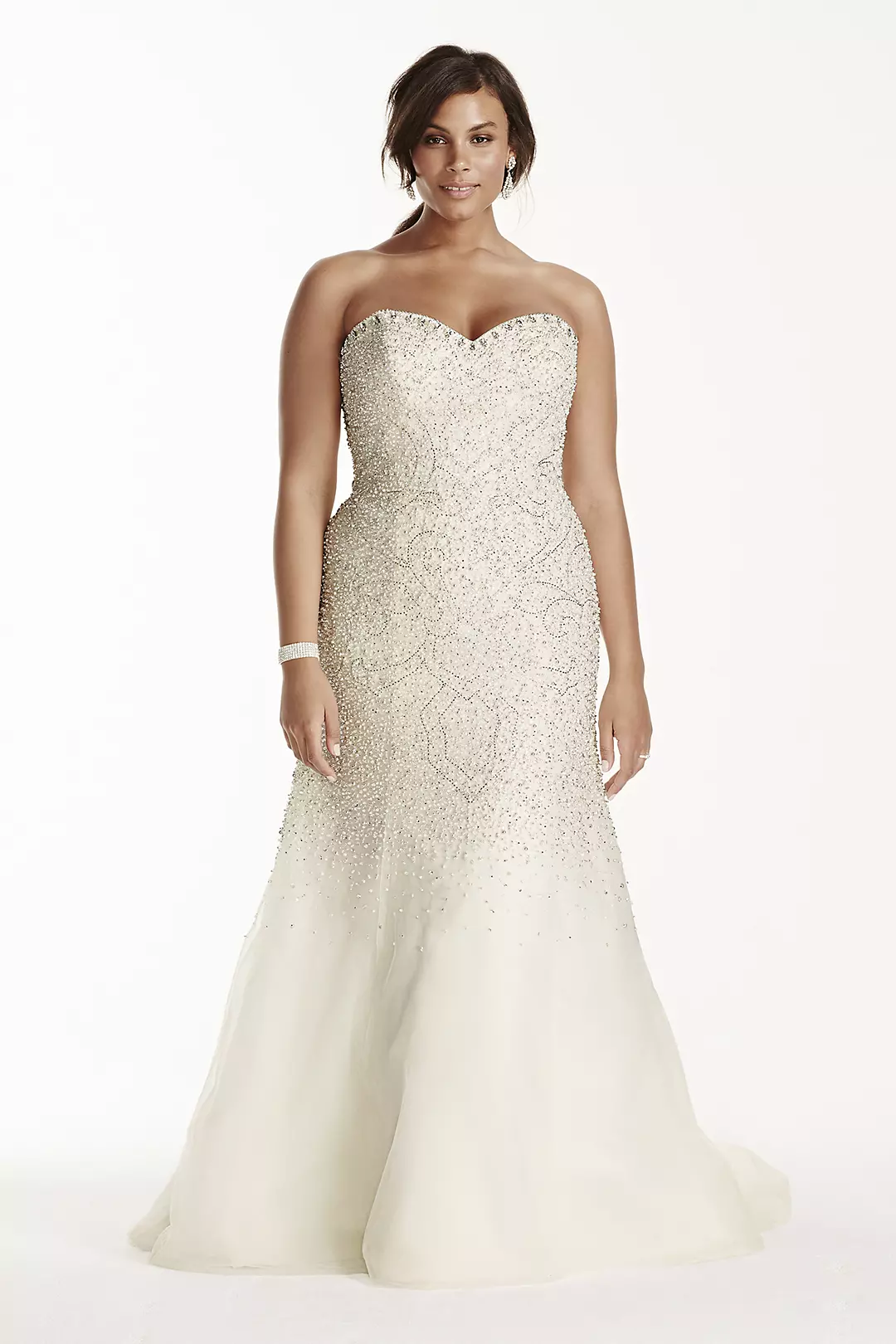 As-Is Crystal Beaded Tulle Fit and Flare Gown Image