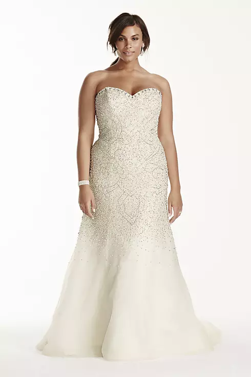 As-Is Crystal Beaded Tulle Fit and Flare Gown Image 1