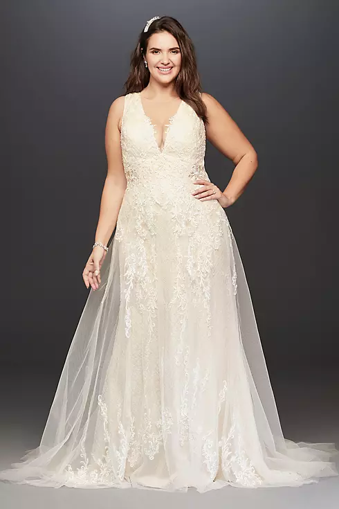 Tulle A-Line Wedding Dress with Plunging V-Neck Image 1