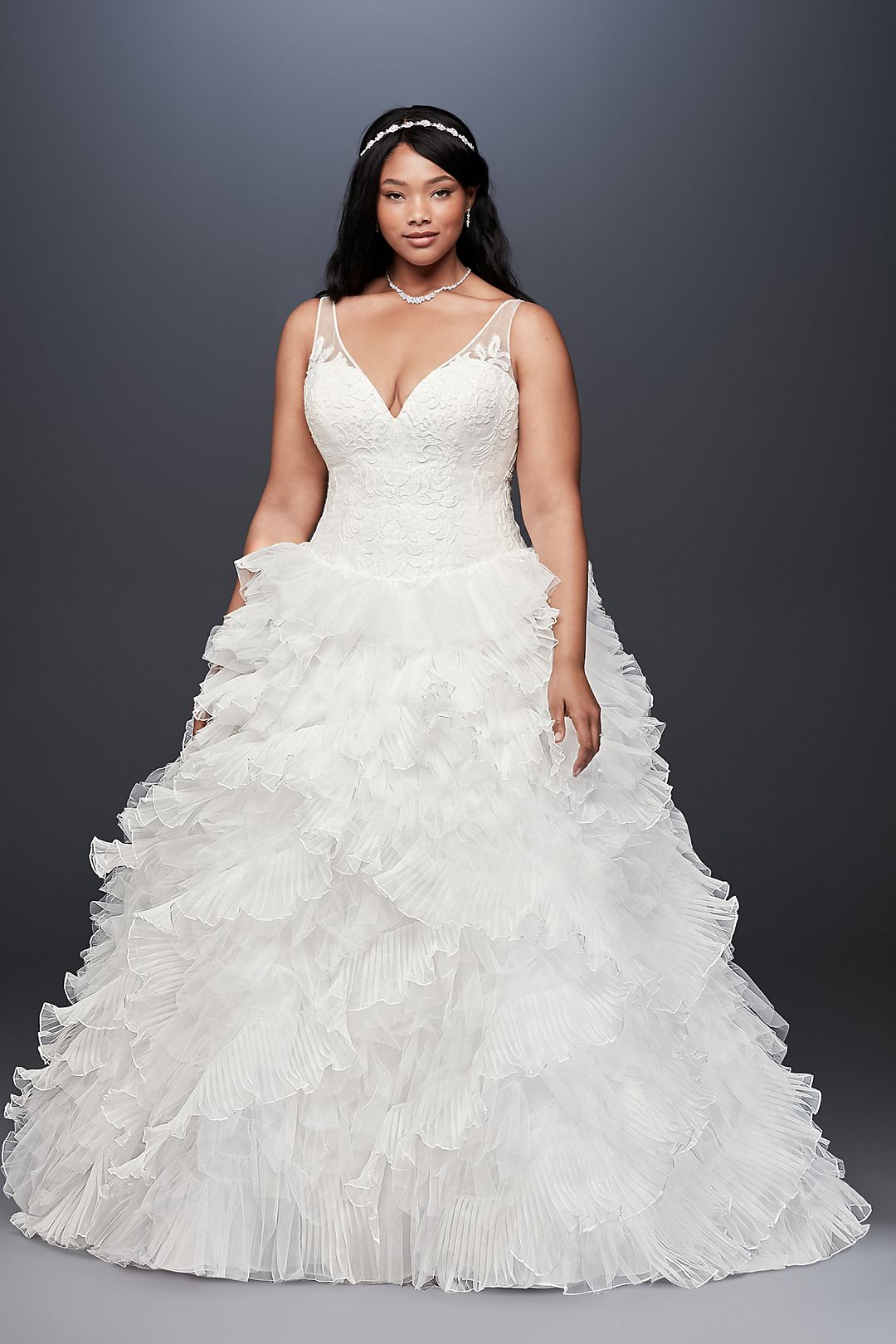 As-Is Plunging Plus Size Wedding Dress Image