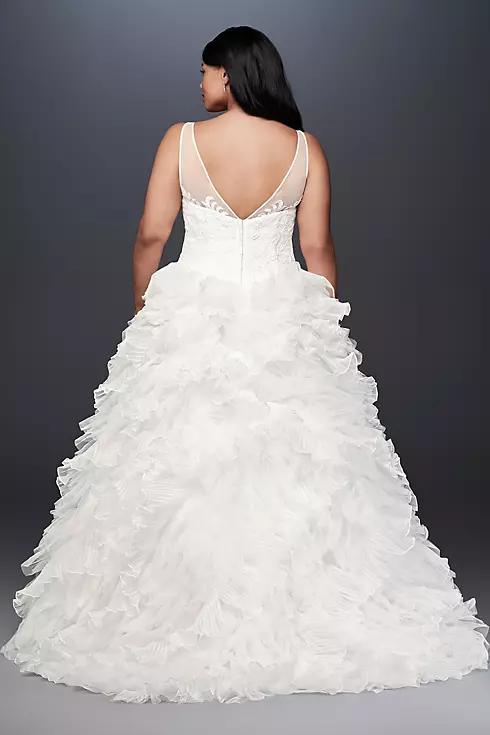 Plunging V-Neck Wedding Gown with Tiered Skirt Image 2