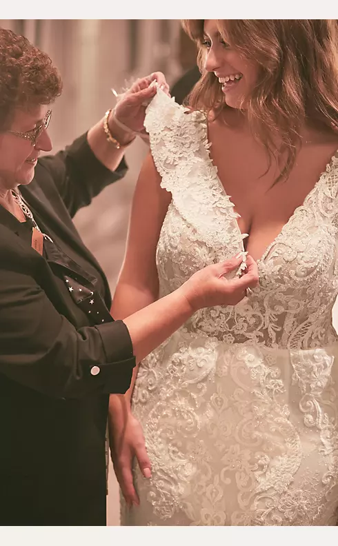 Plunging Illusion Bodice Lace Wedding Dress