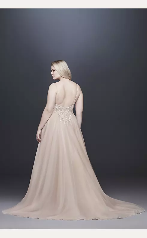 Sheer Beaded Bodice Organza A-Line Wedding Dress Image 2