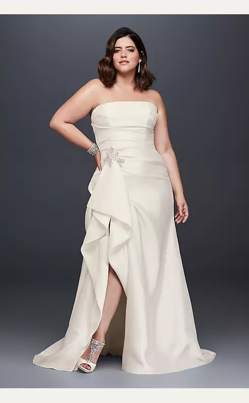 Mikado Sheath Wedding Dress with Slit Skirt Image 1