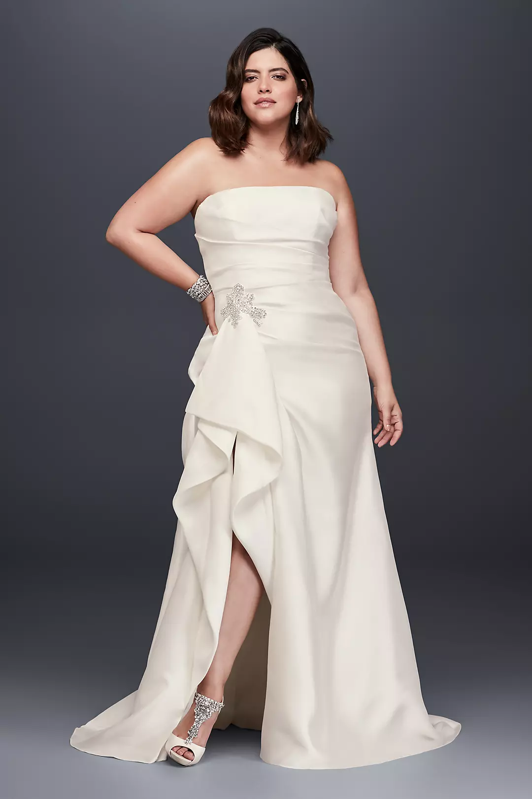 Mikado Sheath Wedding Dress with Slit Skirt Image