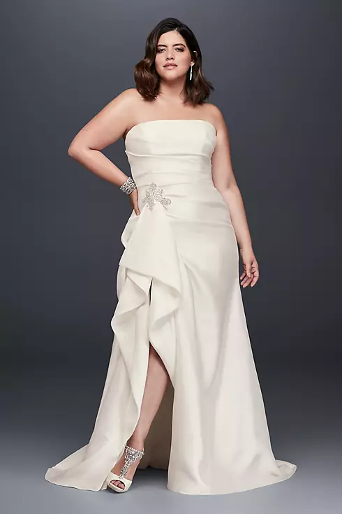 Mikado Sheath Wedding Dress with Slit Skirt Image 1