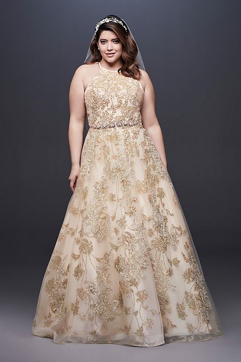 As-Is Allover Lace Applique Plus Size Ball Dress  Image
