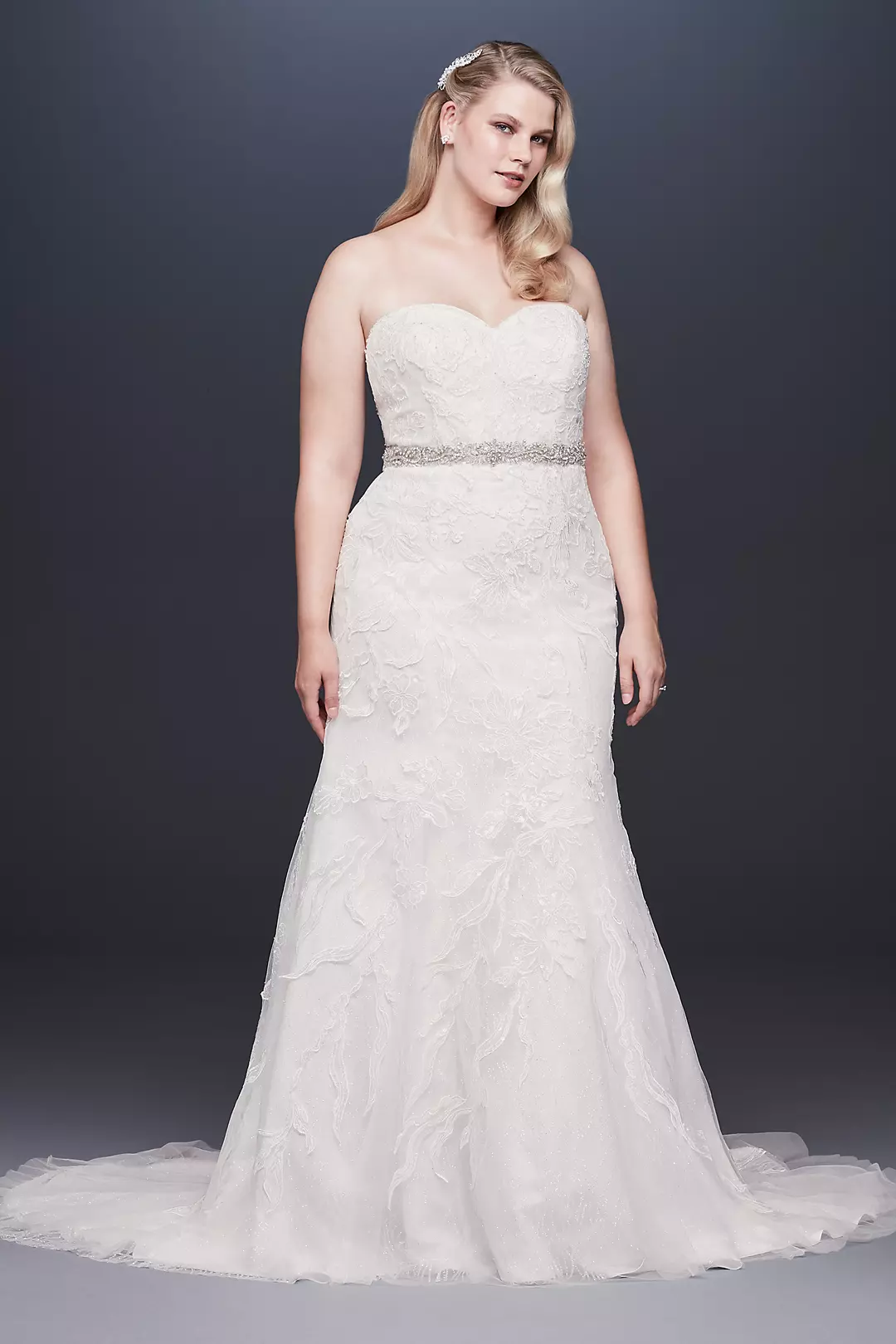As-Is Beaded Lace Plus Size Mermaid Wedding Dress Image