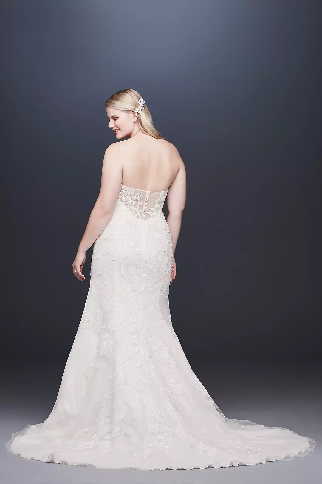 As-Is Beaded Lace Plus Size Mermaid Wedding Dress Image 2