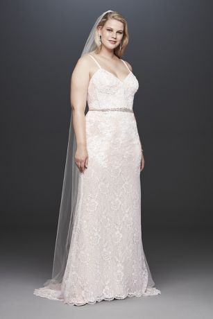 Lace Plus Size Wedding Dress with Crystal Belt