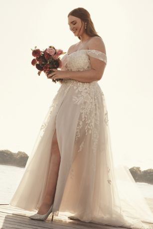 Floral Tulle Wedding Dress with Removable Sleeves
