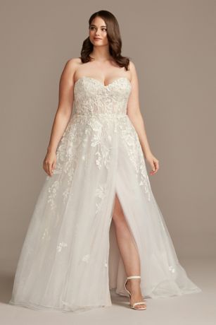 Floral Tulle Wedding Dress with Removable Sleeves