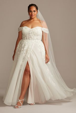 As Is Plus Size Wedding Dress with Swag Sleeves | David's Bridal