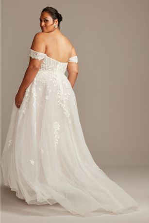 Floral Tulle Wedding Dress with Removable Sleeves