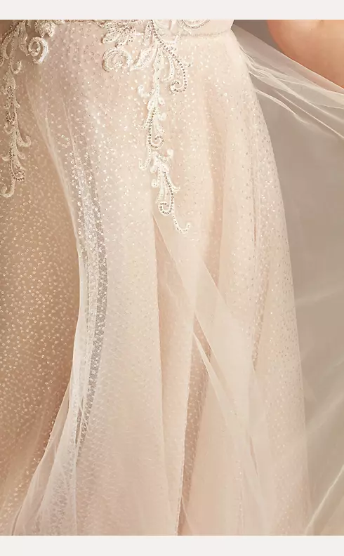 Beaded Brocade Overlay Sequin Layer Wedding Dress Image 4