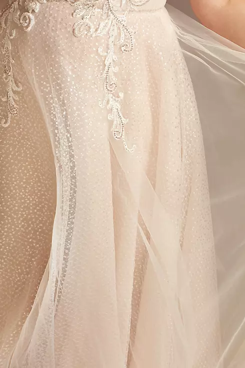 Beaded Brocade Overlay Sequin Layer Wedding Dress Image 4