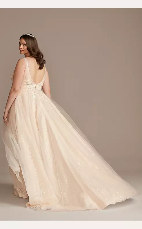 Beaded Brocade Overlay Sequin Layer Wedding Dress Image 2