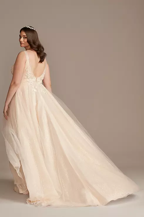 Beaded Brocade Overlay Sequin Layer Wedding Dress Image 2