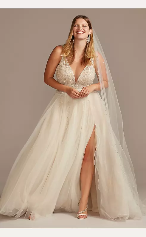 As Is Beaded Plunging-V Plus Size Wedding Dress Image 5