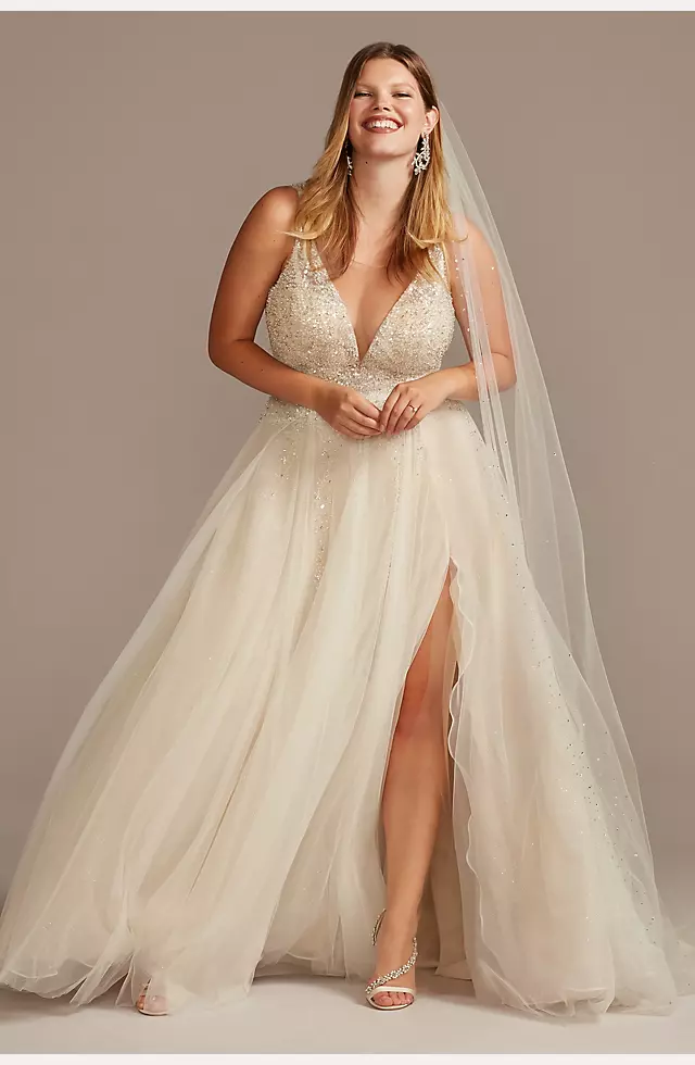 As Is Beaded Plunging-V Plus Size Wedding Dress Image 5