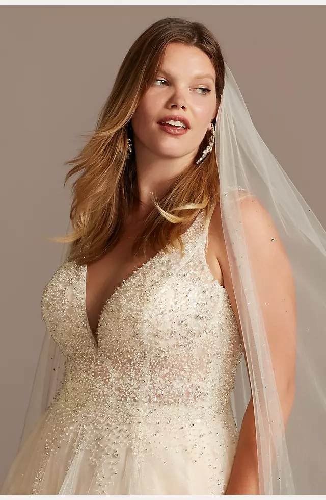 As Is Beaded Plunging-V Plus Size Wedding Dress Image 8