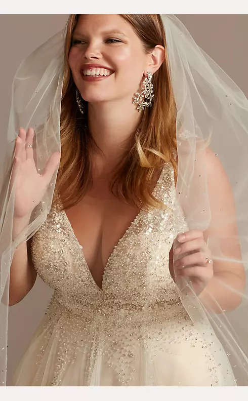 As Is Beaded Plunging-V Plus Size Wedding Dress Image 4
