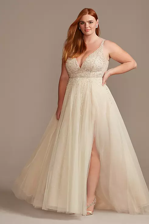 As Is Beaded Plunging-V Plus Size Wedding Dress Image 1