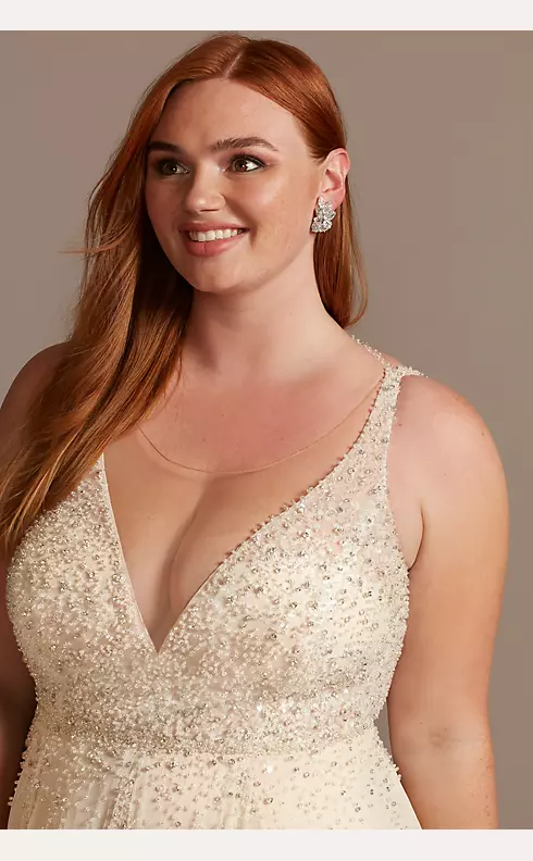 As Is Beaded Plunging-V Plus Size Wedding Dress Image 3