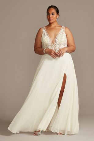 As Is Illusion Chiffon Plus Size Wedding Dress | David's Bridal