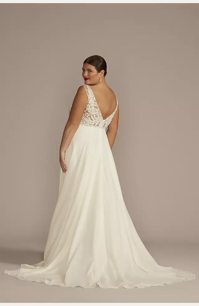 Lace Applique Illusion Chiffon Skirt Wedding Dress | David's Bridal