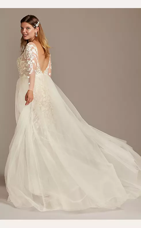 David's Bridal Embellished Illusion Lace Bodysuit Wedding Dress 1499.00
