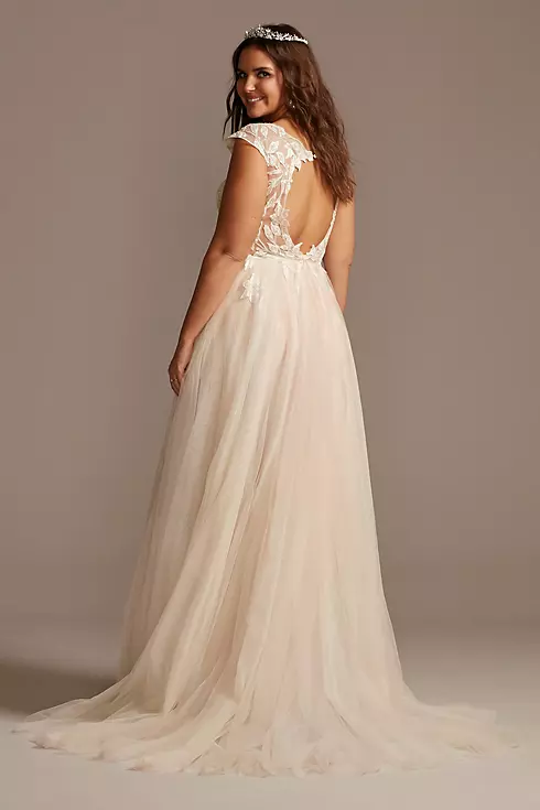 Illusion Plunge Lace Appliqued Wedding Dress Image 2