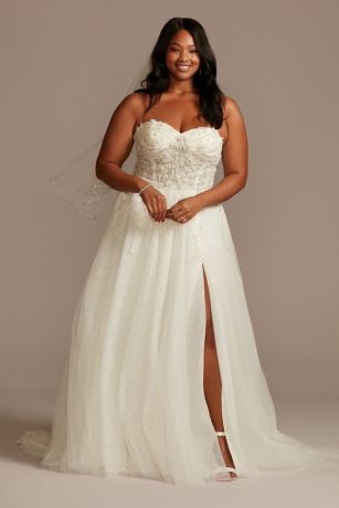 As Is Plus Size Wedding Dress with Metallic Tulle David's Bridal