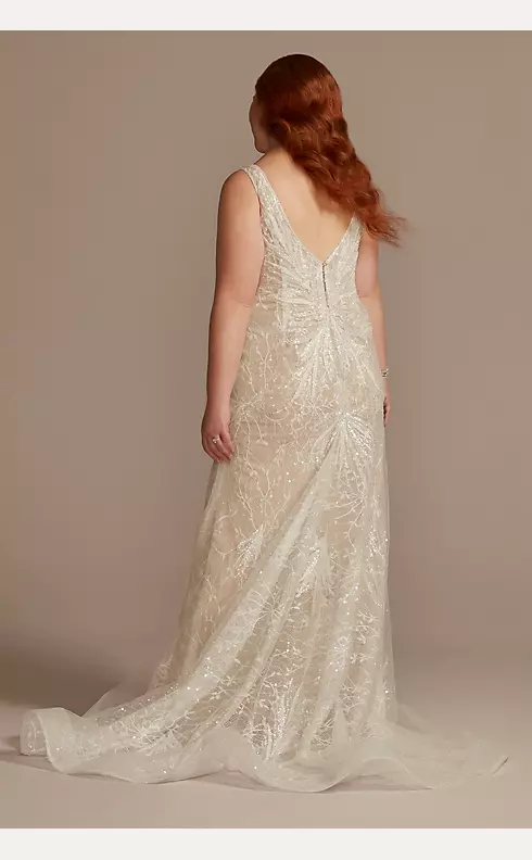 Horsehair Trim Beaded Lace Low Back Wedding Dress Image 2