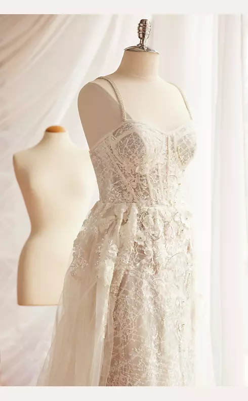 Lace Sheath Wedding Gown with Overskirt Image 9