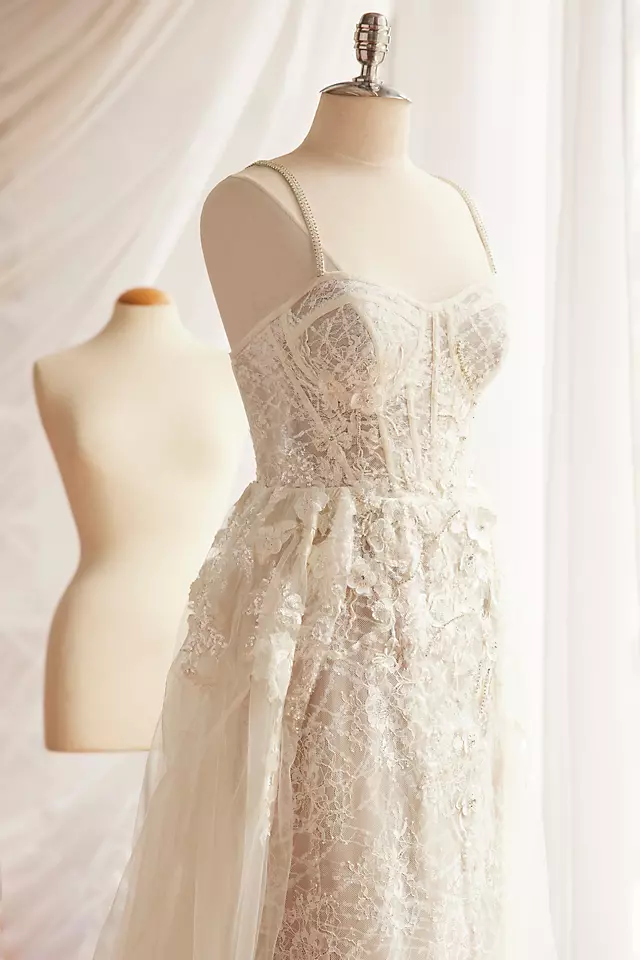 Lace Sheath Wedding Gown with Overskirt Image 8