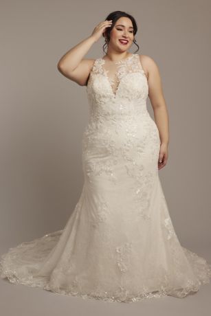 Lace Illusion Tank Mermaid Wedding ...