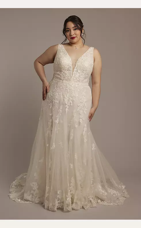 Tulle Plunging Tank A-Line Wedding Dress Image 1