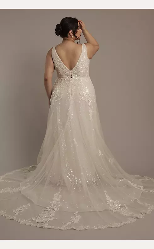 Tulle Plunging Tank A-Line Wedding Dress Image 2