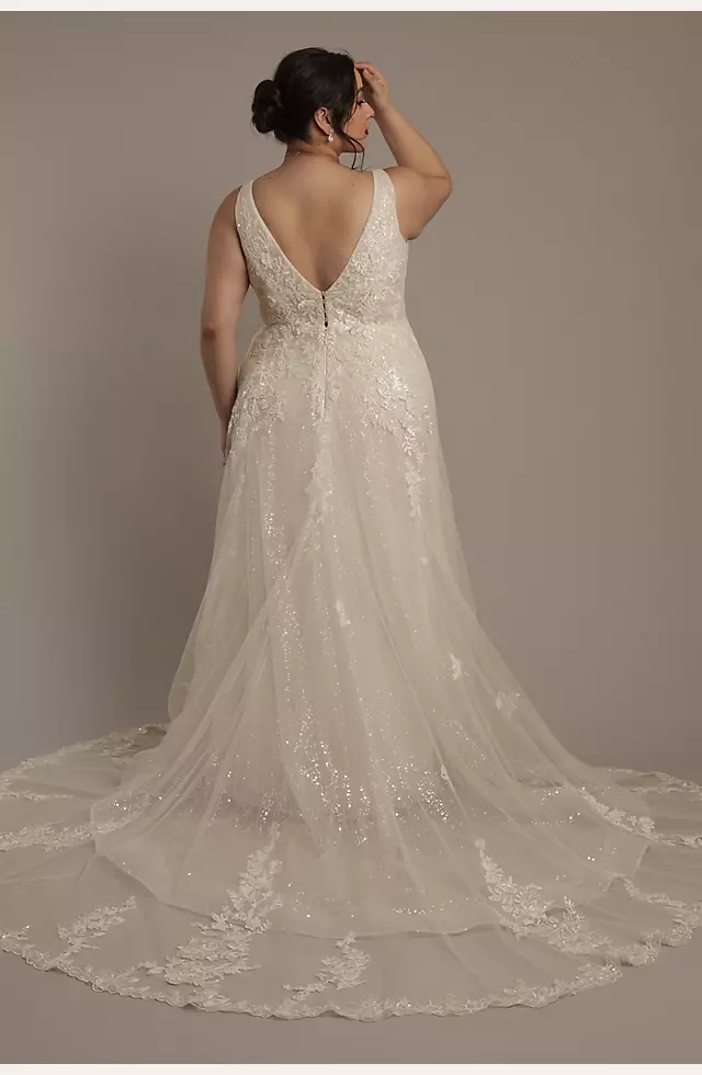 Tulle Plunging Tank A-Line Wedding Dress Image 2