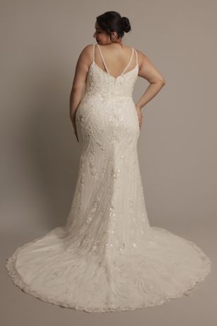 Sexy Mermaid Strapless Tulle With Silver Beads Long Wedding Dresses Brides Dress SD1864 main image 1