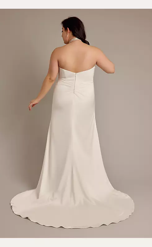 Crystal Halter Charmeuse Sheath Wedding Dress Image 2