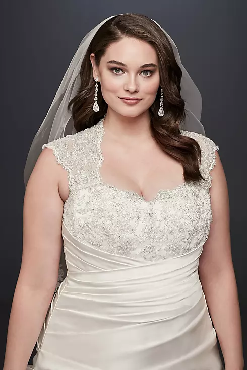 As-Is Cap Sleeve Satin A-line Plus Size Wedding  Image 3