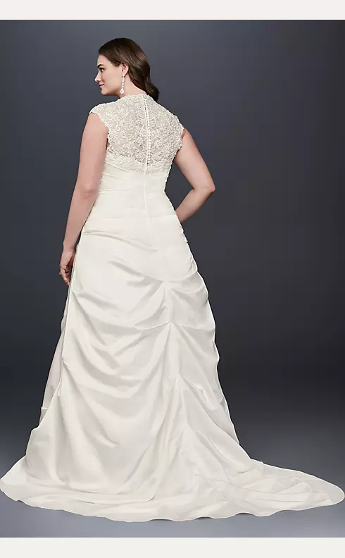 Cap Sleeve Satin A-line Plus Size Wedding Dress Image 2