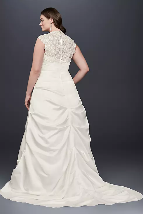 Cap Sleeve Satin A-line Plus Size Wedding Dress Image 2
