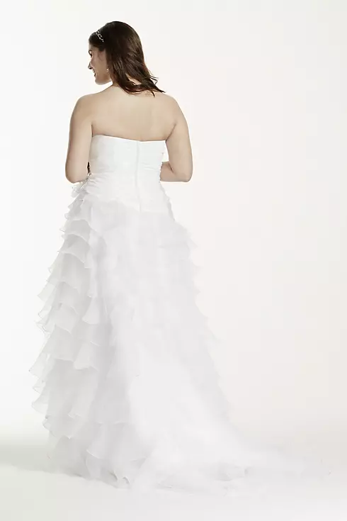 Strapless Taffeta High Low Ruffled Wedding Dress Image 2