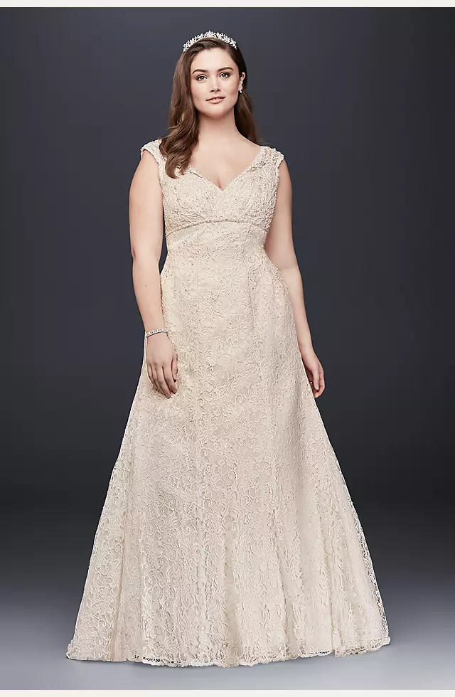 All Over Beaded Lace Trumpet Wedding Dress Image