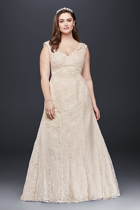 All Over Beaded Lace Trumpet Wedding Dress Image